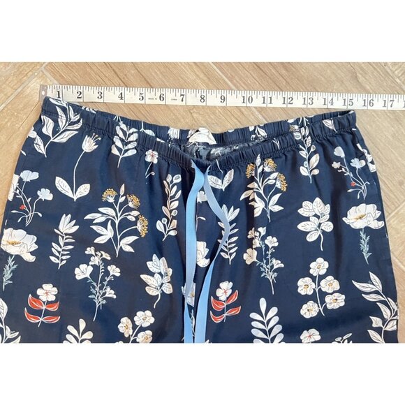 Bedhead Pajama Set Size L Classic Long Sleeve Dk Navy Blue Floral Pockets Cotton - Picture 10 of 16